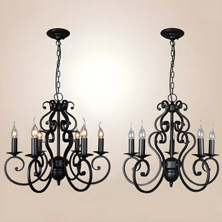 ZOWALA - Traditional Black Iron Candelabra Chandelier Image - 6