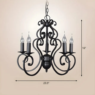 ZOWALA - Traditional Black Iron Candelabra Chandelier #size