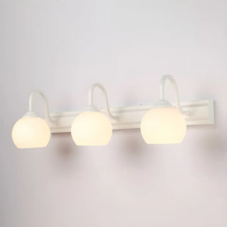 Simple Mini White Glass Globe Wall Vanity Light 3-Bulb Zawala Image - 10