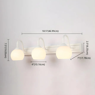 Simple Mini White Glass Globe Wall Vanity Light 3-Bulb Zawala Image - 11
