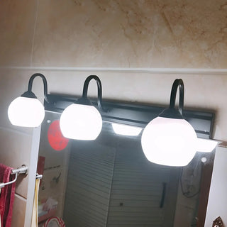 Simple Mini White Glass Globe Wall Vanity Light 3-Bulb Zawala Image - 4