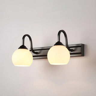 Simple Mini White Glass Globe Wall Vanity Light 3-Bulb Zawala Image - 5