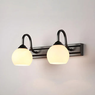 Simple Mini White Glass Globe Wall Vanity Light 3-Bulb Zawala Image - 6