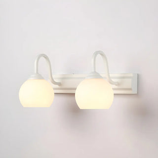 Simple Mini White Glass Globe Wall Vanity Light 3-Bulb Zawala Image - 9