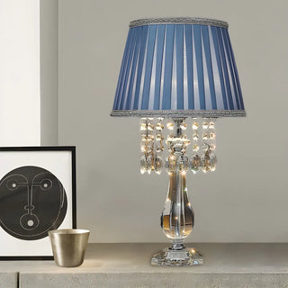 ZOWALA - Elegant Fabric Pleated Shade Crystal Decor Table Lamp Image - 1