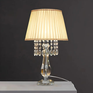 ZOWALA - Elegant Fabric Pleated Shade Crystal Decor Table Lamp Image - 10