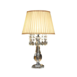 ZOWALA - Elegant Fabric Pleated Shade Crystal Decor Table Lamp Image - 15
