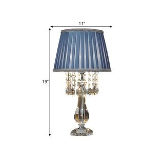 ZOWALA - Elegant Fabric Pleated Shade Crystal Decor Table Lamp #size