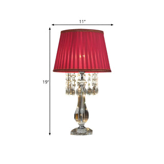 ZOWALA - Elegant Fabric Pleated Shade Crystal Decor Table Lamp Image - 17
