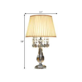 ZOWALA - Elegant Fabric Pleated Shade Crystal Decor Table Lamp Image - 18