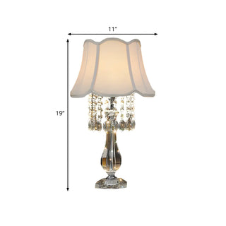 ZOWALA - Elegant Fabric Pleated Shade Crystal Decor Table Lamp Image - 19