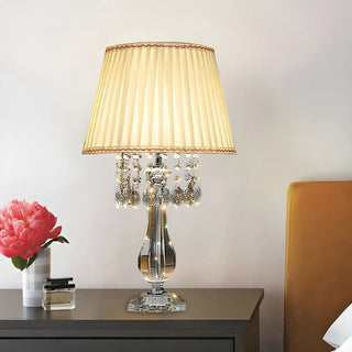ZOWALA - Elegant Fabric Pleated Shade Crystal Decor Table Lamp Image - 2