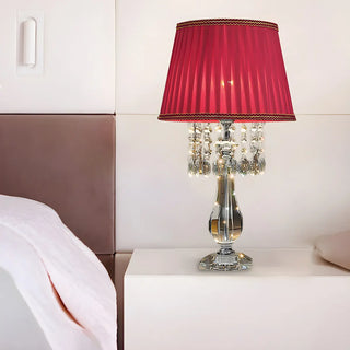 ZOWALA - Elegant Fabric Pleated Shade Crystal Decor Table Lamp Image - 3