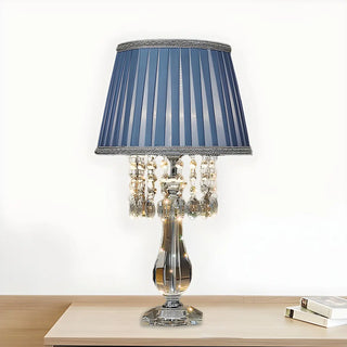 ZOWALA - Elegant Fabric Pleated Shade Crystal Decor Table Lamp Image - 4