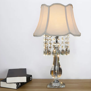 ZOWALA - Elegant Fabric Pleated Shade Crystal Decor Table Lamp Image - 6