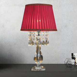 ZOWALA - Elegant Fabric Pleated Shade Crystal Decor Table Lamp Image - 7