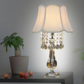 ZOWALA - Elegant Fabric Pleated Shade Crystal Decor Table Lamp Image - 8