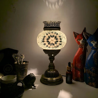ZOWALA - Traditional Bronze Glass Lantern Table Lamp Image - 1