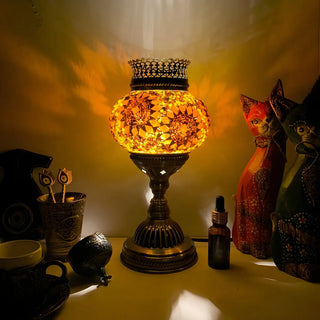 ZOWALA - Traditional Bronze Glass Lantern Table Lamp Image - 10