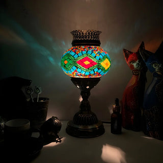 ZOWALA - Traditional Bronze Glass Lantern Table Lamp Image - 11