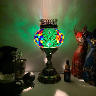 ZOWALA - Traditional Bronze Glass Lantern Table Lamp Image - 8