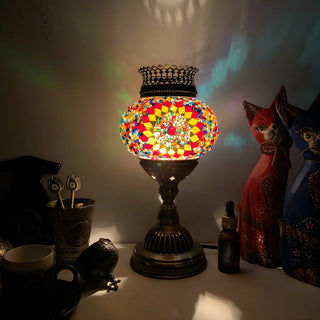 ZOWALA - Traditional Bronze Glass Lantern Table Lamp Image - 9