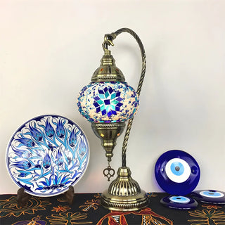 Traditional Turkish Gooseneck Stained Glass Table Lamp Zawala Image - 1