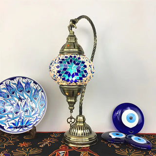 Traditional Turkish Gooseneck Stained Glass Table Lamp Zawala Image - 5