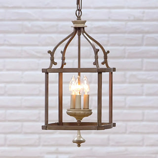 ZOWALA - Traditional Brown Mini Lantern Chandelier Image - 2