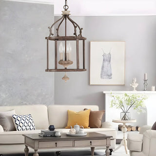 ZOWALA - Traditional Brown Mini Lantern Chandelier Image - 3
