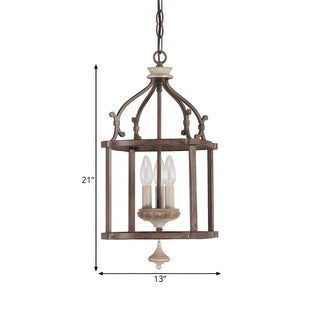 ZOWALA - Traditional Brown Mini Lantern Chandelier #size