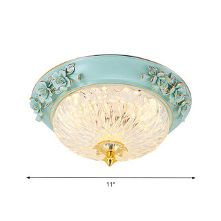 ZOWALA - Elegant Glass Carved Floral Flush Mount Ceiling Light Image - 4