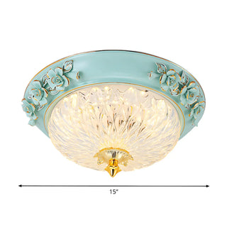 ZOWALA - Elegant Glass Carved Floral Flush Mount Ceiling Light Image - 5