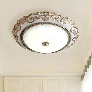 ZOWALA - Traditional Bowl-Shaped Carving LED Flush Mount Light Image - 1