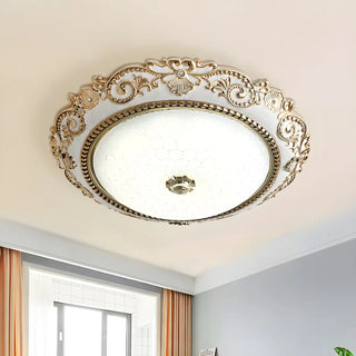 ZOWALA - Traditional Bowl-Shaped Carving LED Flush Mount Light Image - 2