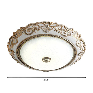 ZOWALA - Traditional Bowl-Shaped Carving LED Flush Mount Light Image - 6