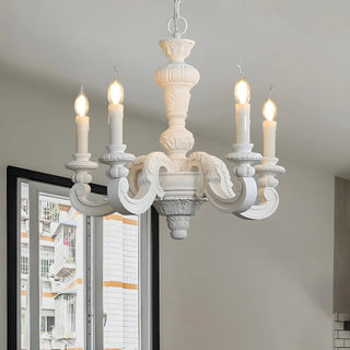 ZOWALA - Traditional Carved Wood 6-Light Candelabra Chandelier Image - 1