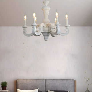 ZOWALA - Traditional Carved Wood 6-Light Candelabra Chandelier Image - 2