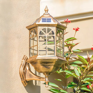 Traditional Faceted Glass Outdoor Lantern Wall Light Image - 1