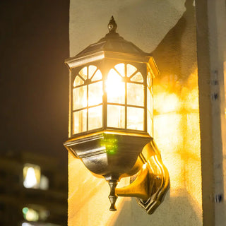 Traditional Faceted Glass Outdoor Lantern Wall Light Image - 2