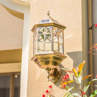 Traditional Faceted Glass Outdoor Lantern Wall Light Image - 3