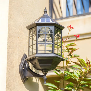 Traditional Faceted Glass Outdoor Lantern Wall Light Image - 5