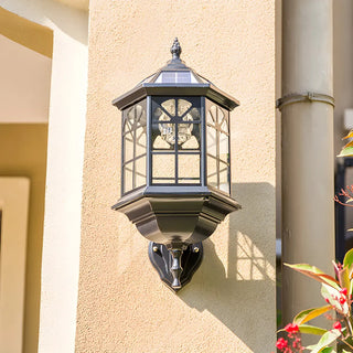 Traditional Faceted Glass Outdoor Lantern Wall Light Image - 6