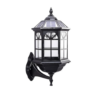 Traditional Faceted Glass Outdoor Lantern Wall Light Image - 7