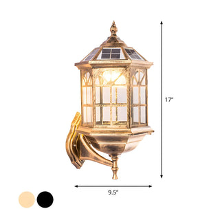 Traditional Faceted Glass Outdoor Lantern Wall Light #size