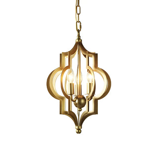 ZOWALA - Hollowed Lantern Gold Metal 3-Light Foyer Chandelier Image - 3