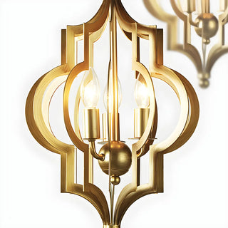 ZOWALA - Hollowed Lantern Gold Metal 3-Light Foyer Chandelier Image - 5