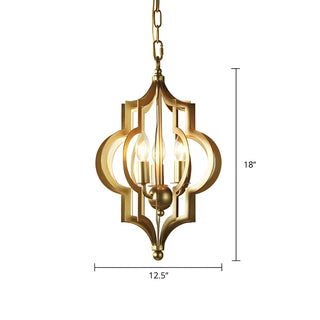 ZOWALA - Hollowed Lantern Gold Metal 3-Light Foyer Chandelier #size