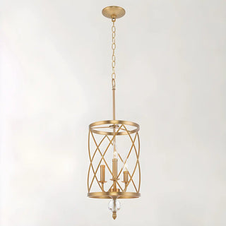 ZOWALA - Traditional Gold Cylinder Cage Chandelier Image - 2