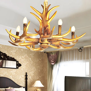 ZOWALA - Traditional Gold Resin Antler Chandelier Image - 1
